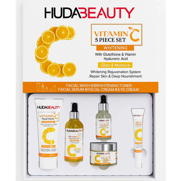 Huda Beauty Vitamin C 5-Piece Skincare Set – Whitening, Brightening & Hydrating Routine