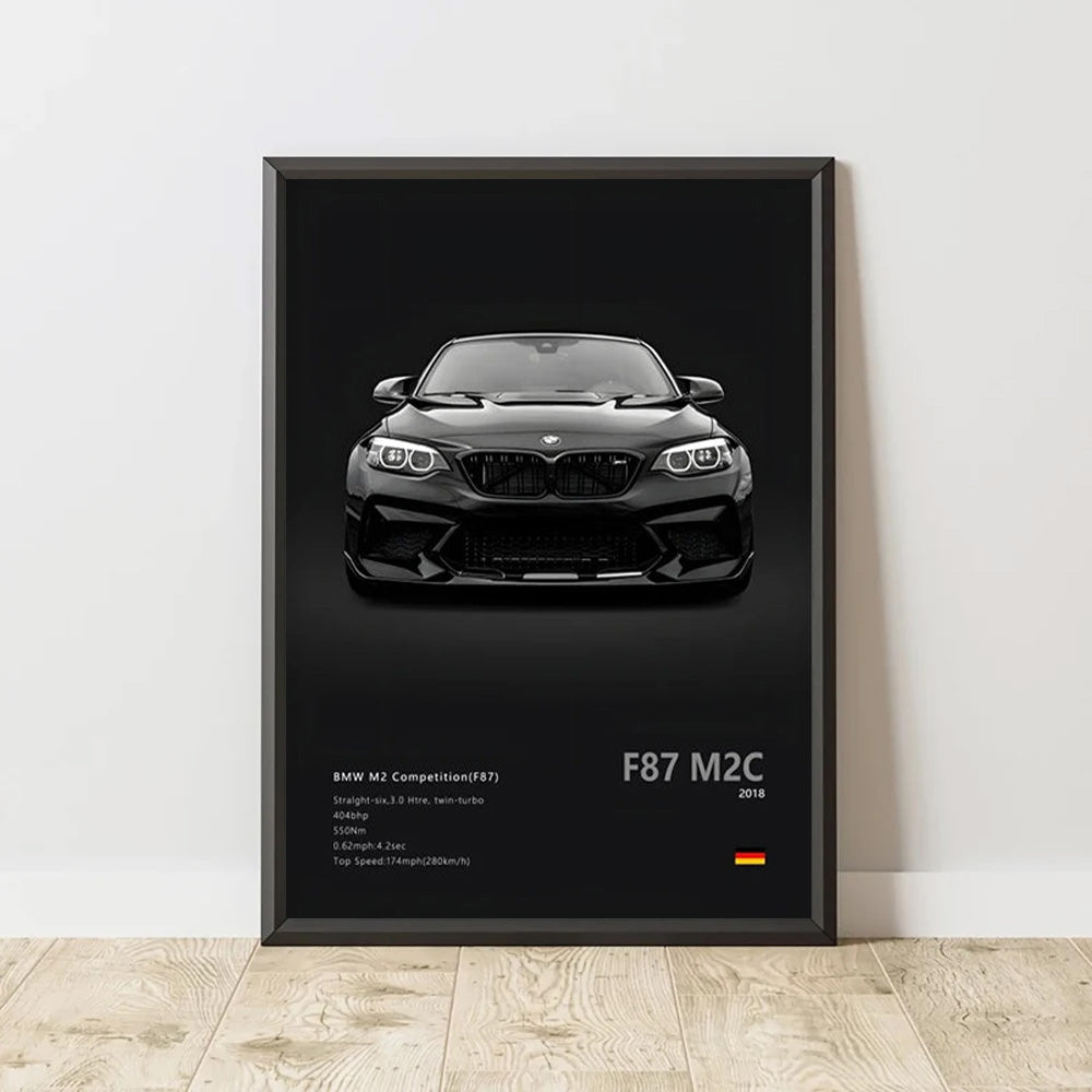 BMW M2 Competition (F87) Black Car Poster