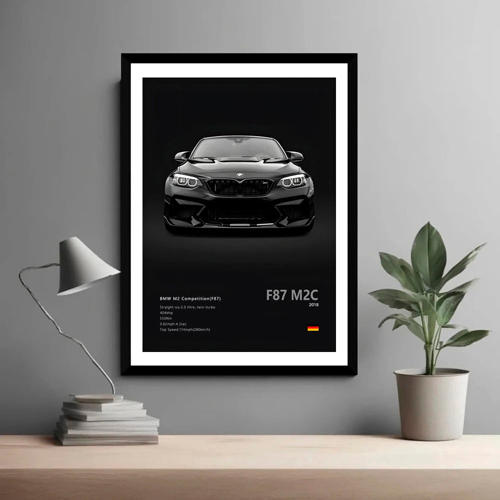 BMW M2 Competition (F87) Black Car Poster