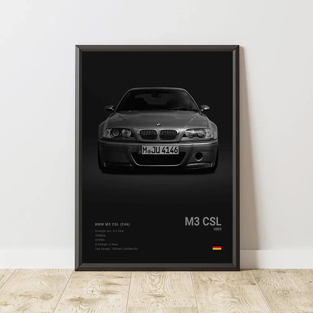 BMW M3 CSL (E39) Black Car Poster