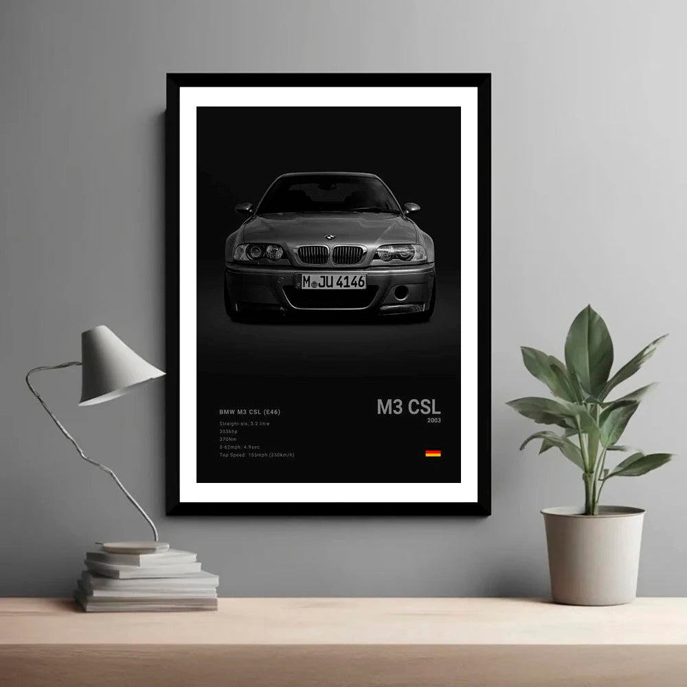 BMW M3 CSL (E39) Black Car Poster