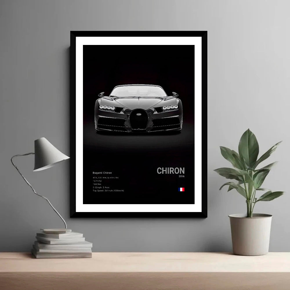 Bugatti Chiron Black Car Poster