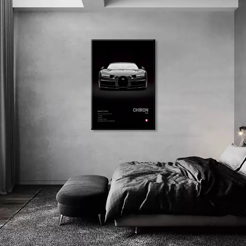 Bugatti Chiron Black Car Poster