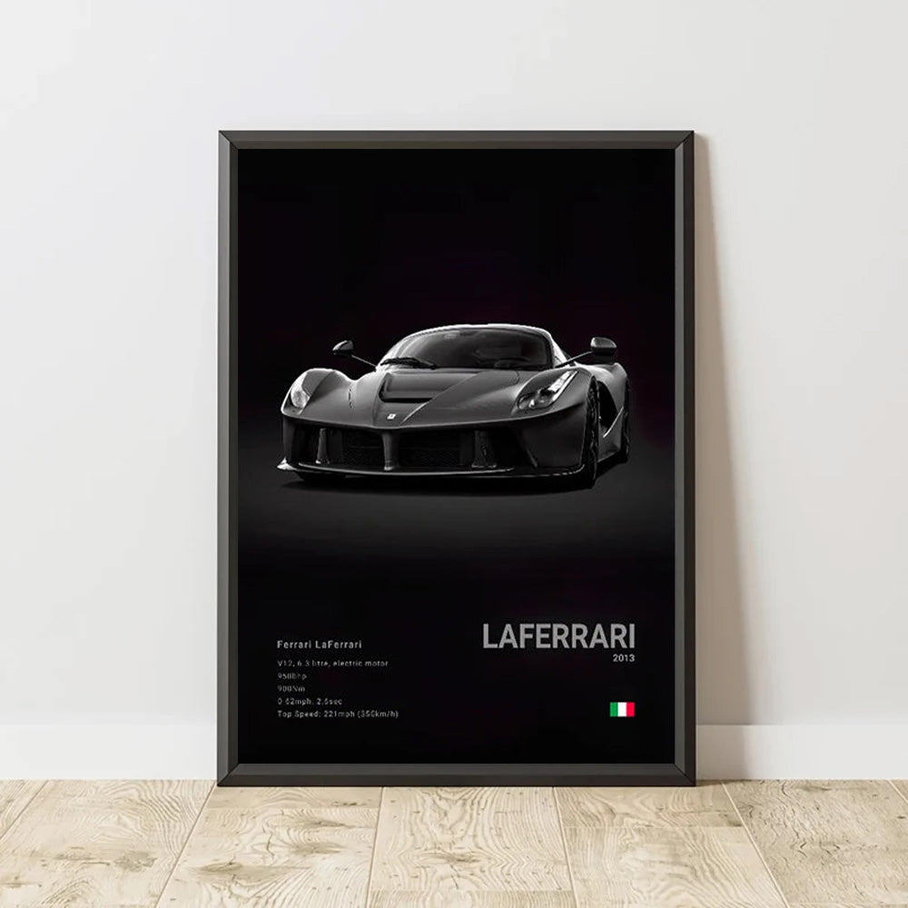 Ferrari Laferrari Black Car Poster