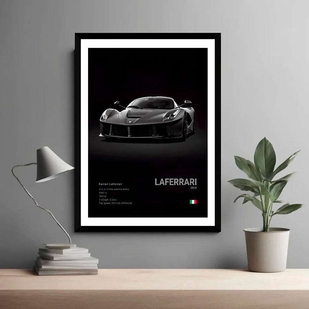 Ferrari Laferrari Black Car Poster