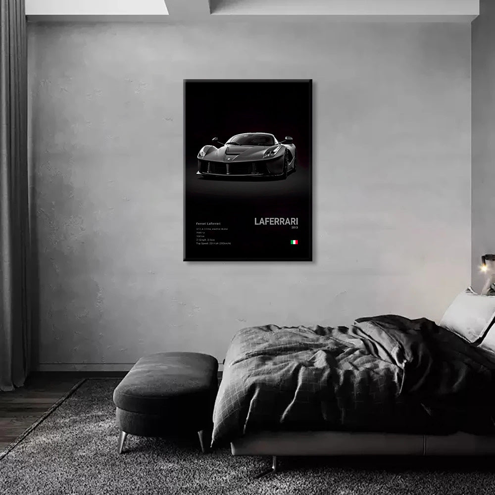 Ferrari Laferrari Black Car Poster