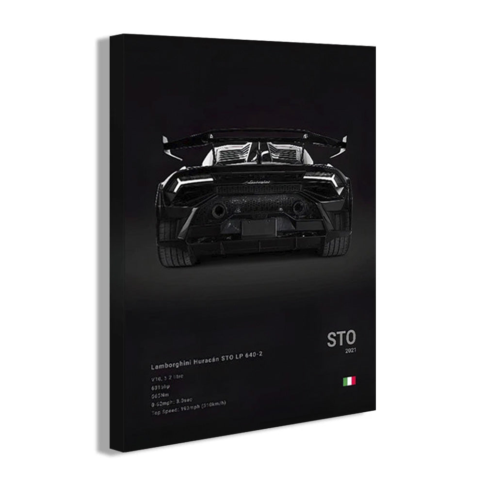 Lamborghini Huracan STO LP640-2 Black Car Poster