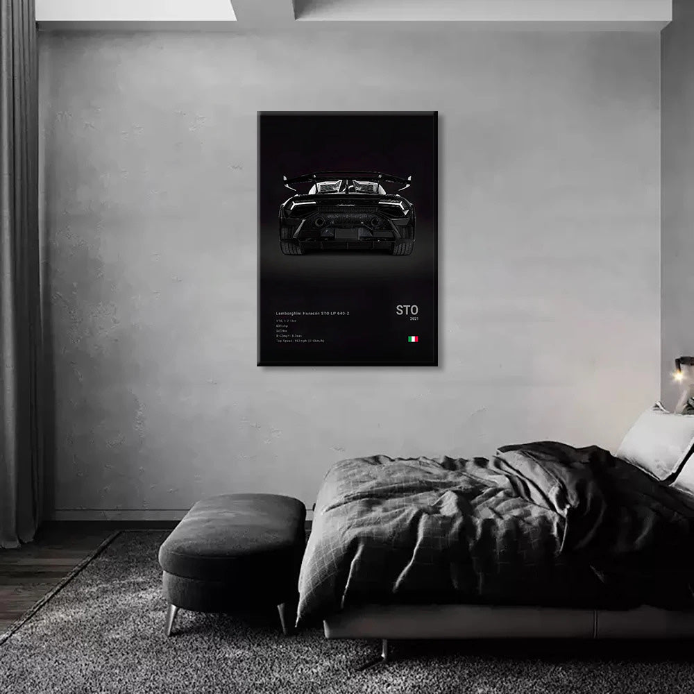 Lamborghini Huracan STO LP640-2 Black Car Poster