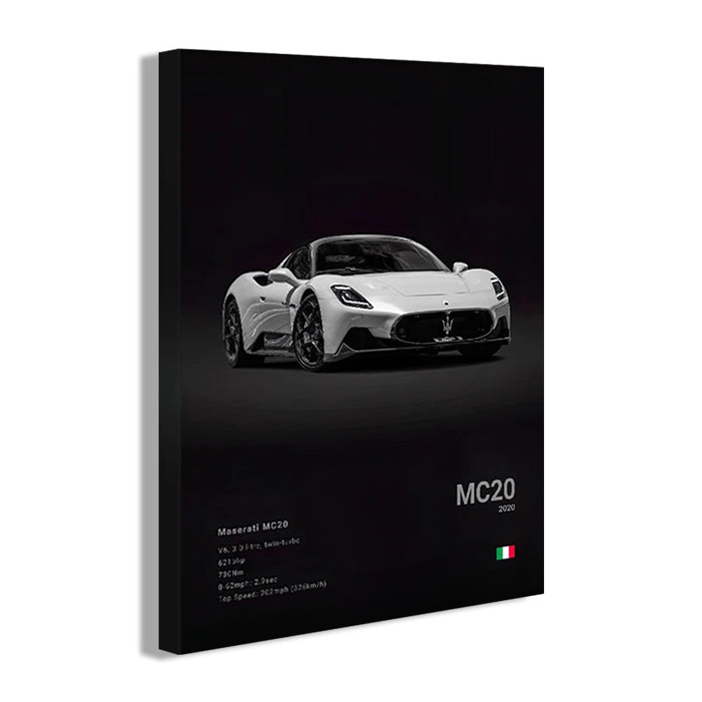 Maserati MC20 Black Car Poster