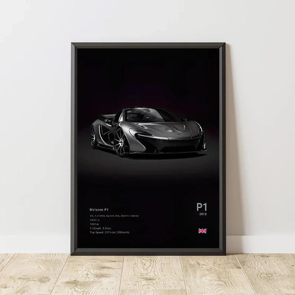 Mclaren P1 Black Car Poster