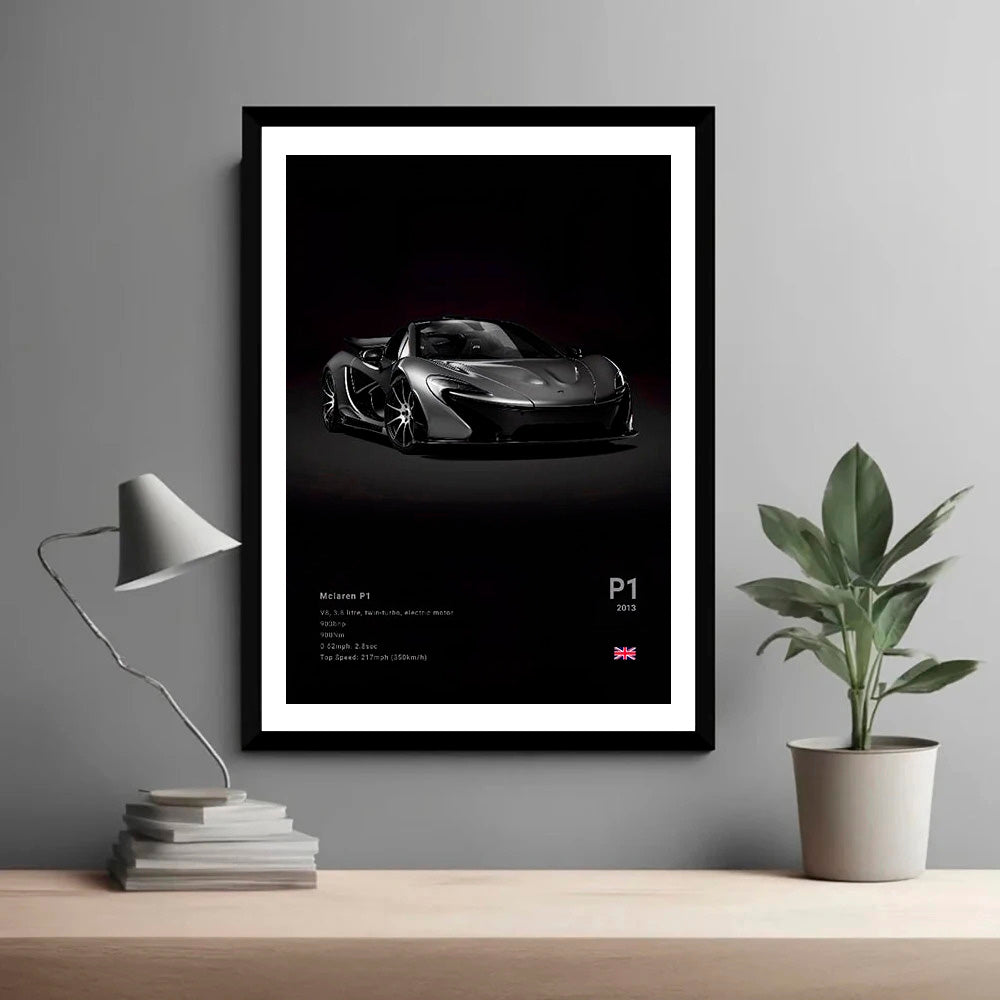 Mclaren P1 Black Car Poster