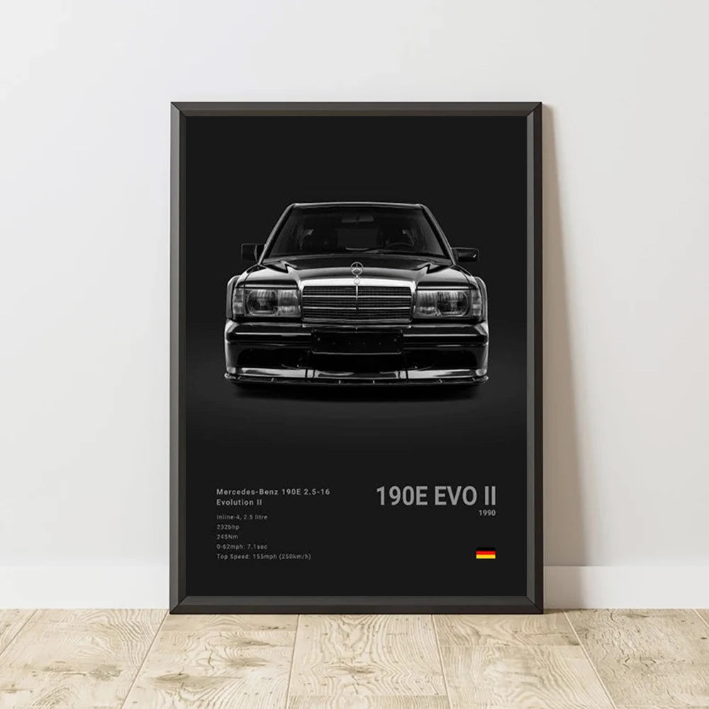 Mercedes-Benz 190E EVO II Black Car Poster