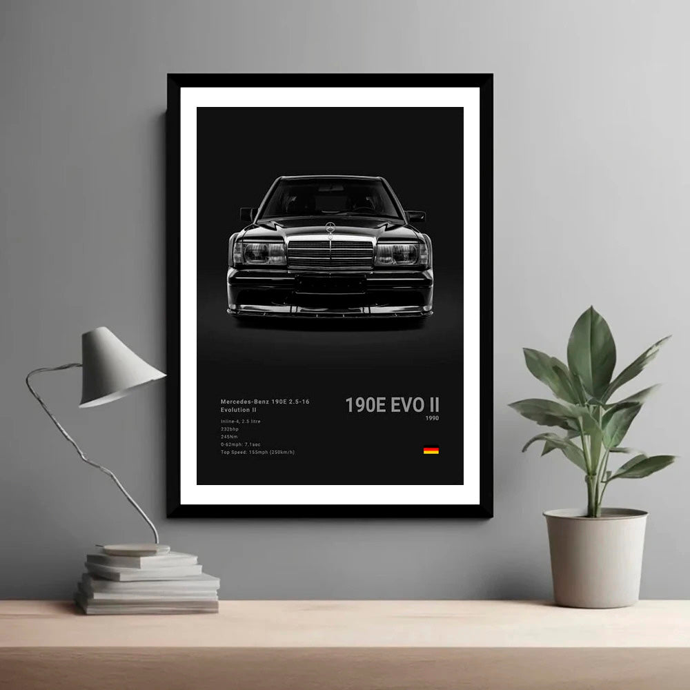 Mercedes-Benz 190E EVO II Black Car Poster