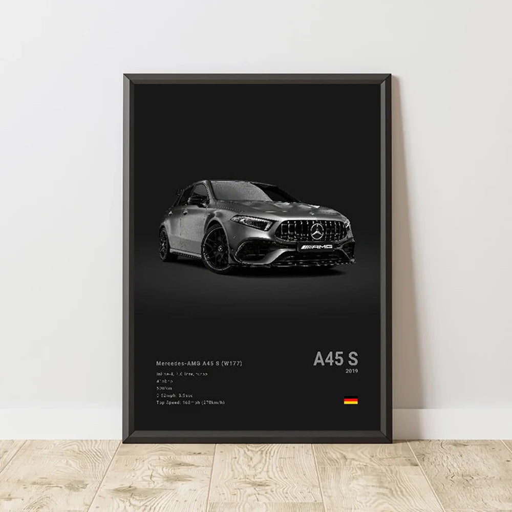 Mercedes-Benz A45S (W177) Black Car Poster