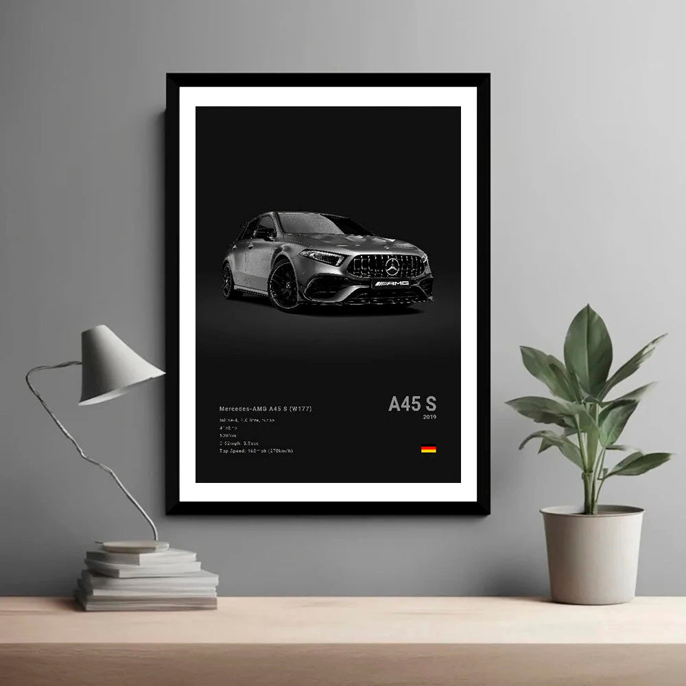 Mercedes-Benz A45S (W177) Black Car Poster