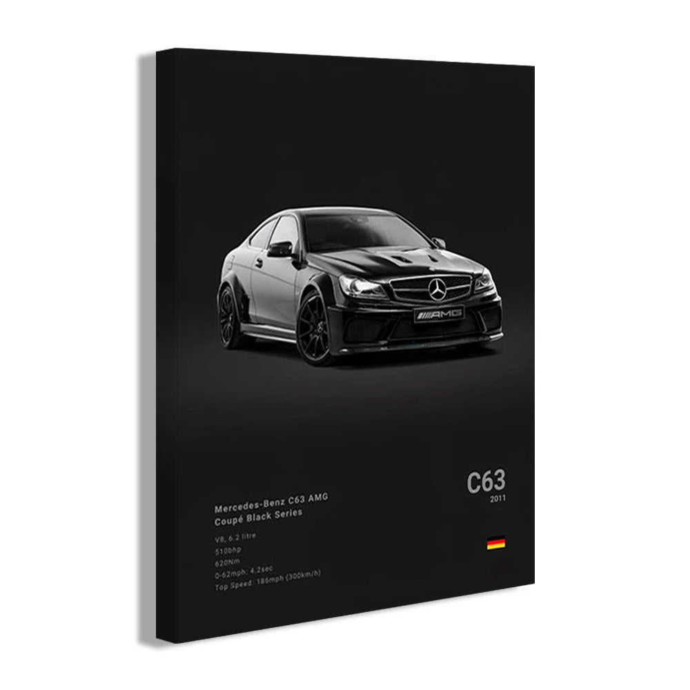 Mercedes-Benz C63 AMG Black Car Poster