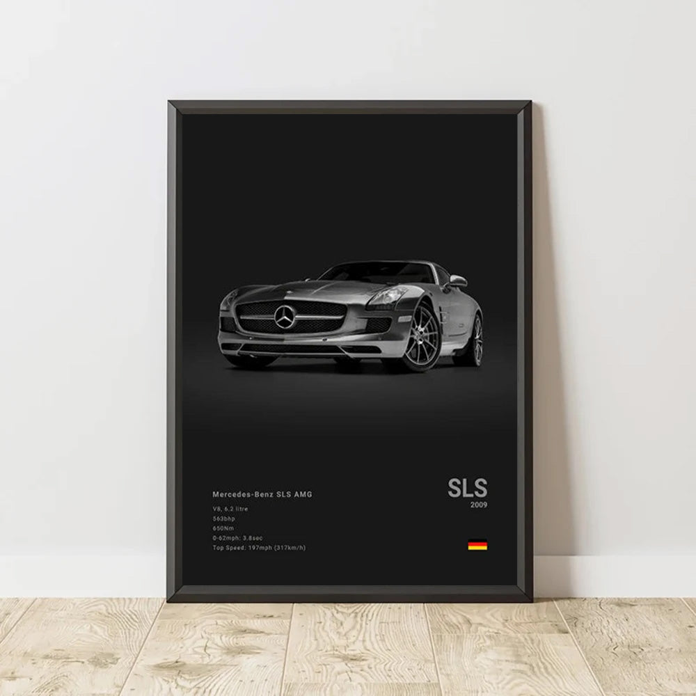 Mercedes-Benz SLS AMG Black Car Poster