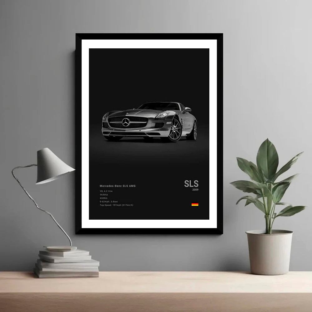 Mercedes-Benz SLS AMG Black Car Poster