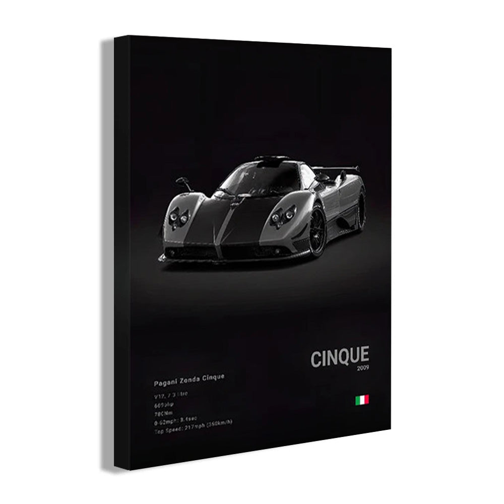 Pagani Zonda Cinque Black Car Poster