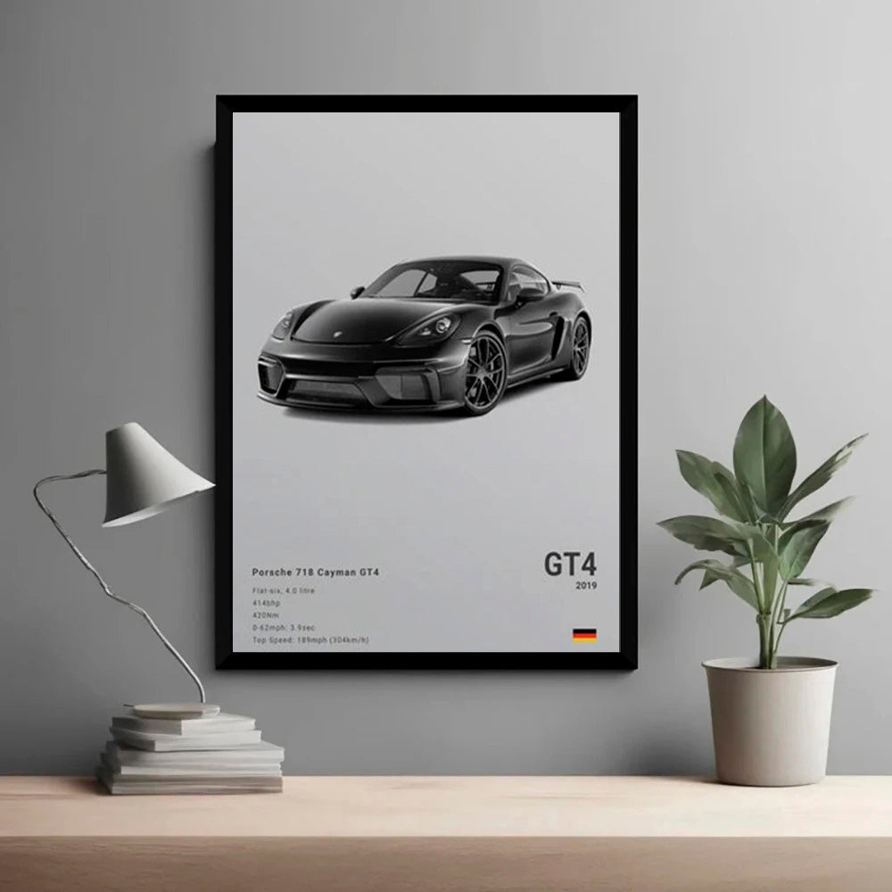 Porsche 718 Cayman GT4 Luxury Car Poster