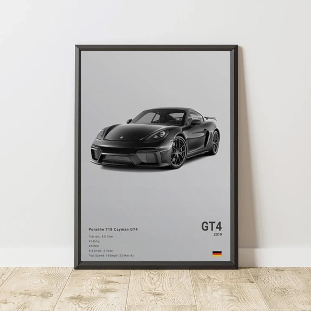 Porsche 718 Cayman GT4 Luxury Car Poster