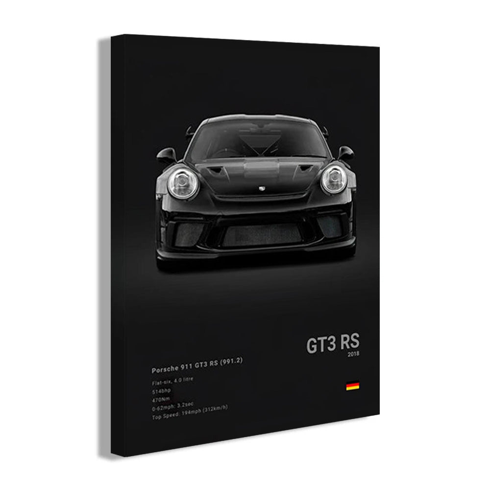 Porsche 911 GT3 RS (991.2) Black Car Poster