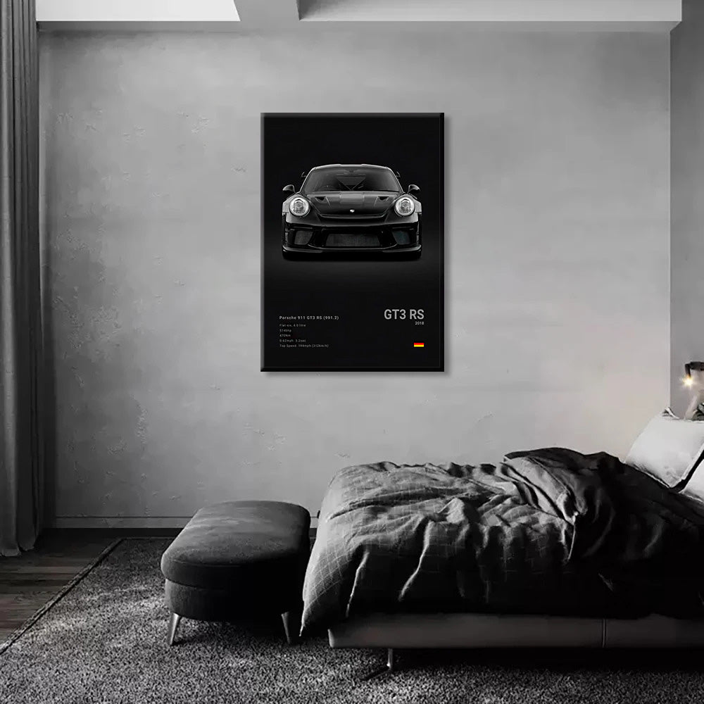 Porsche 911 GT3 RS (991.2) Black Car Poster