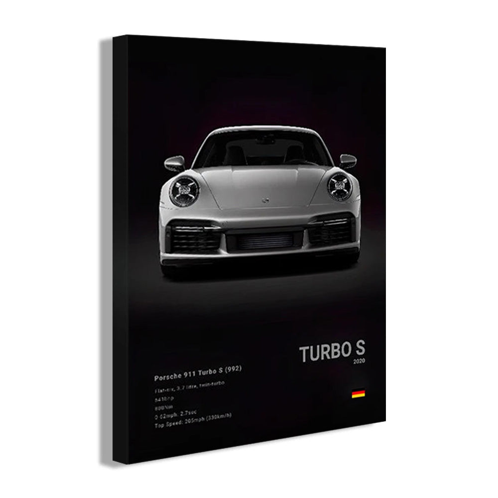 Porsche 911 Turbo S (992) Black Car Poster