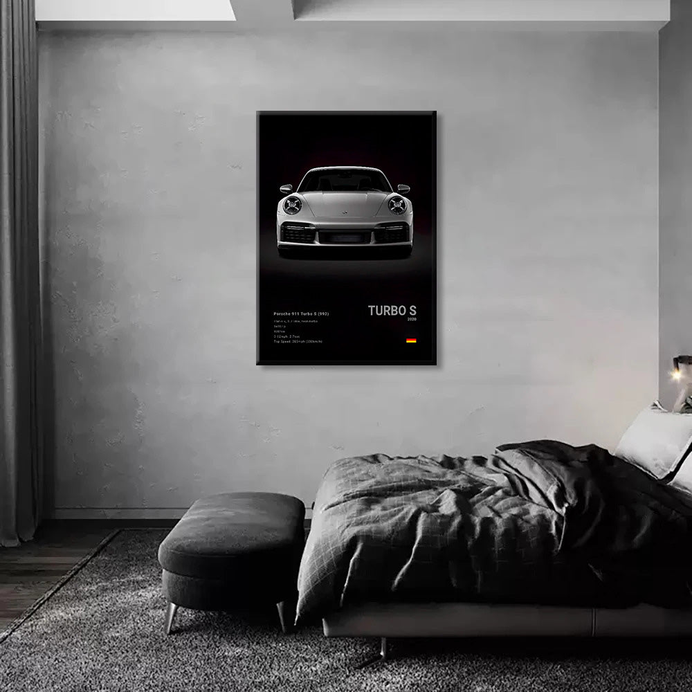 Porsche 911 Turbo S (992) Black Car Poster