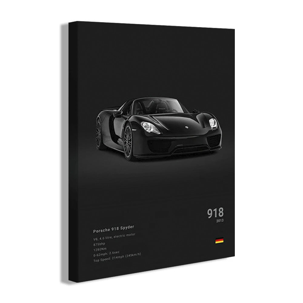 Porsche 918 Spyder Black Car Poster