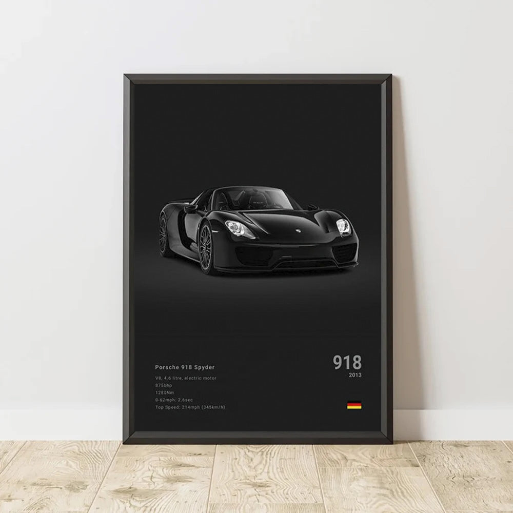 Porsche 918 Spyder Black Car Poster