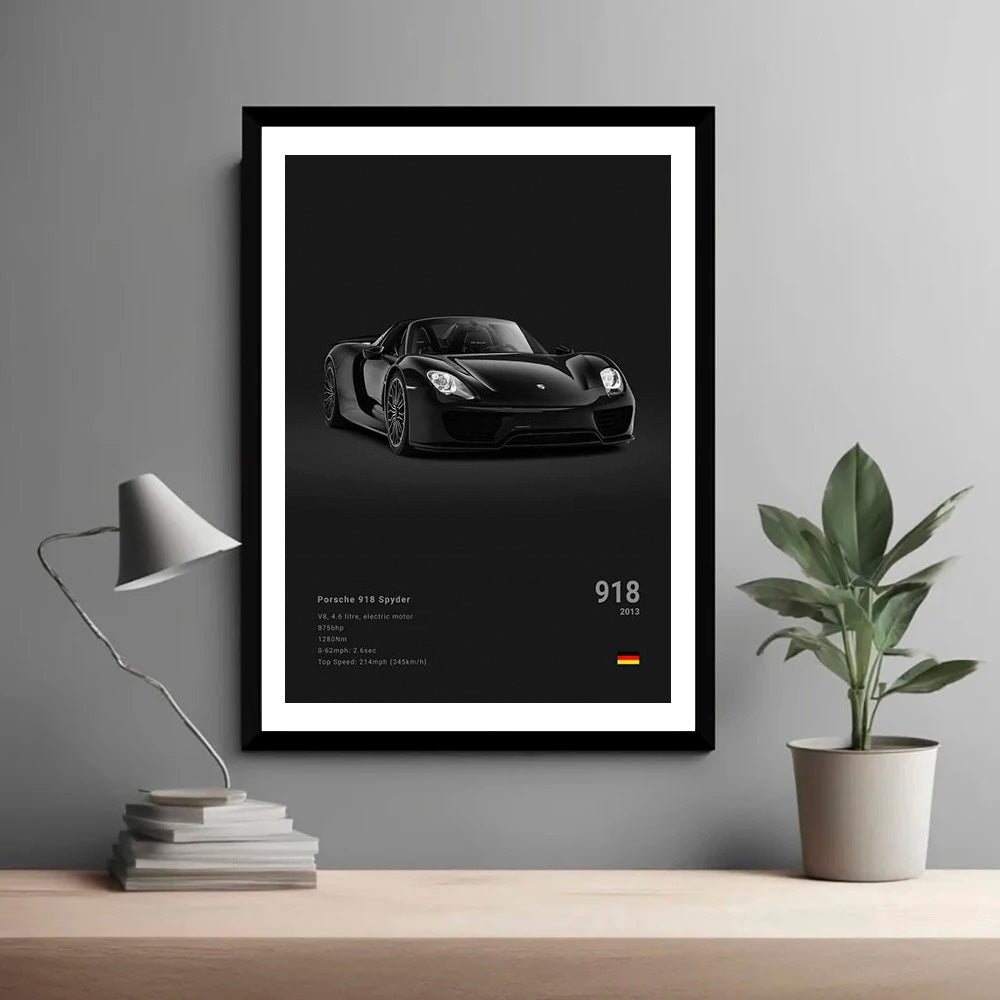 Porsche 918 Spyder Black Car Poster