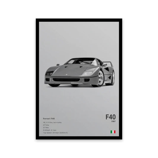 Ferrari F40 Luxury Car Poster