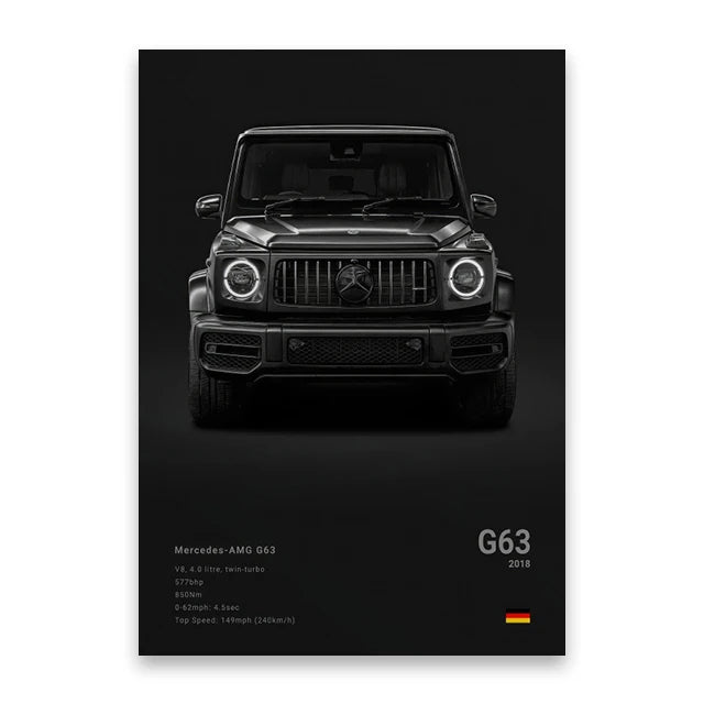 Mercedes-Benz G63 AMG Black Car Poster