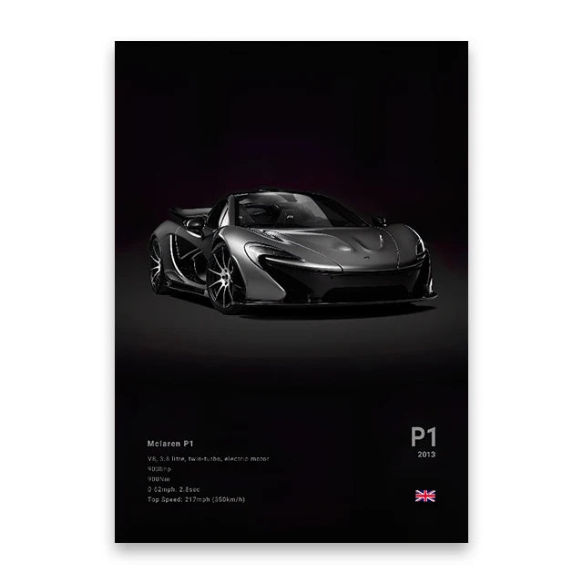 Mclaren P1 Black Car Poster