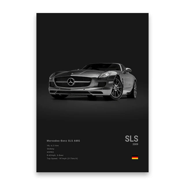 Mercedes-Benz SLS AMG Black Car Poster