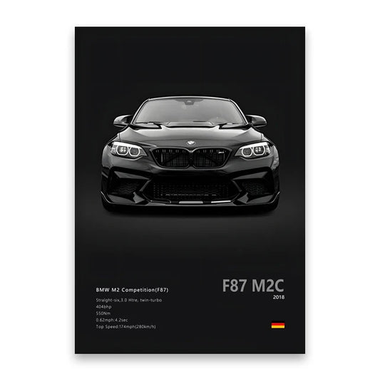 BMW M2 Competition (F87) Black Car Poster