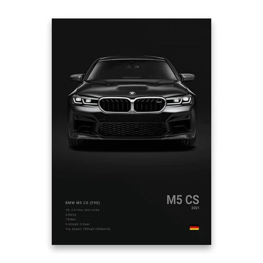 BMW M5 CS (F90) Black Car Poster