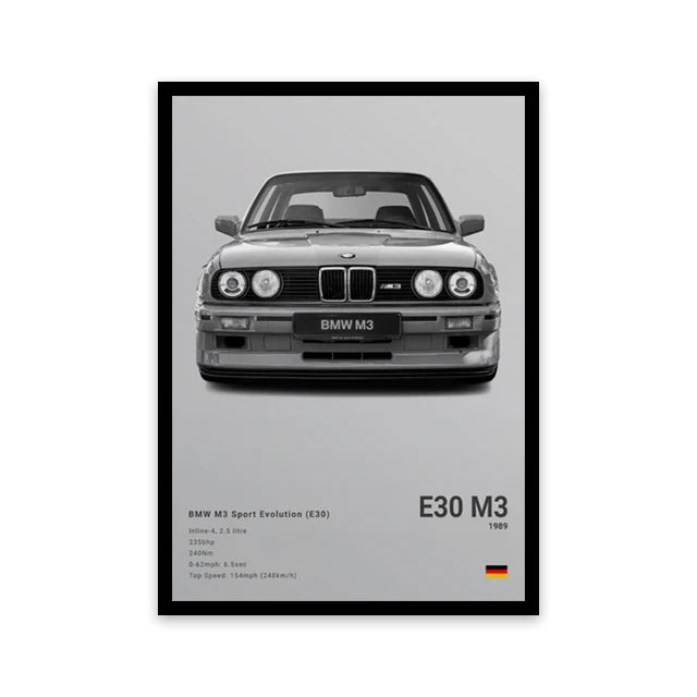 BMW M3 E30 Luxury Car Poster