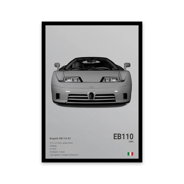 Bugatti EB 110 GT Luxury Car Poster