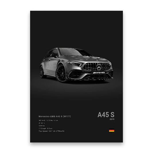 Mercedes-Benz A45S (W177) Black Car Poster