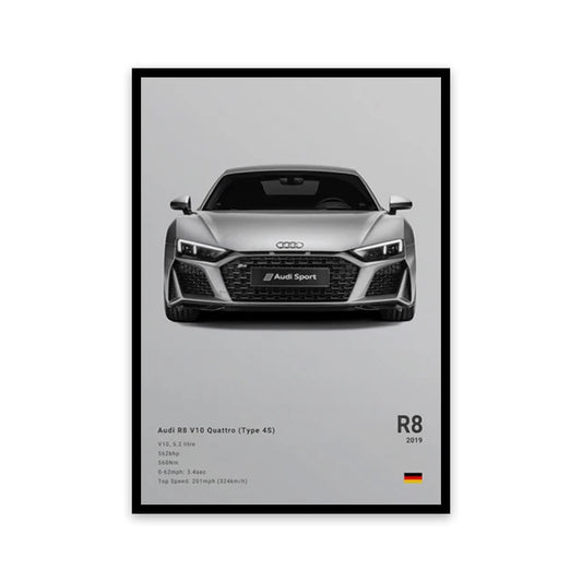 Audi R8 V10 Quattro Luxury Car Poster