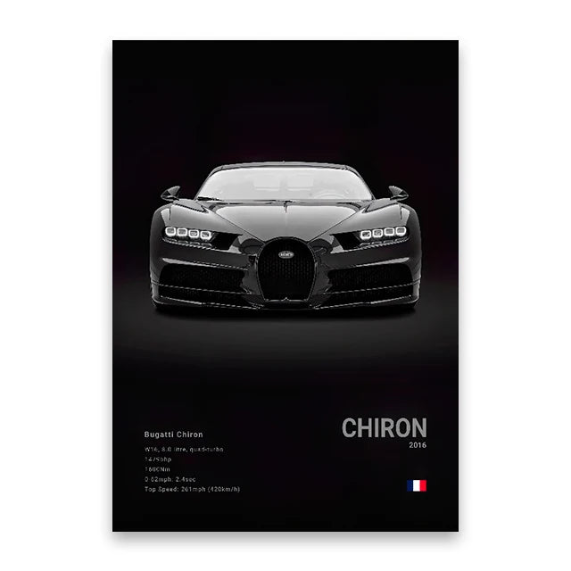 Bugatti Chiron Black Car Poster