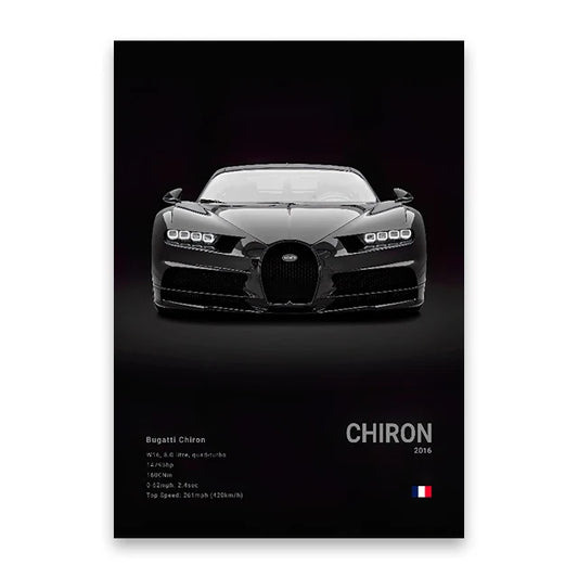 Bugatti Chiron Black Car Poster