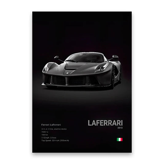 Ferrari Laferrari Black Car Poster